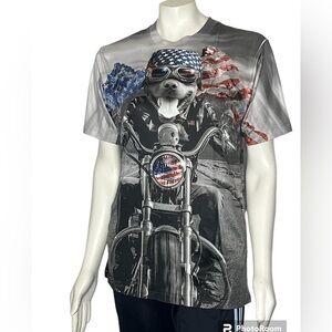 Spirit of America Pitbull Motorcycle Shirt Sz M(38/40) Imperfection